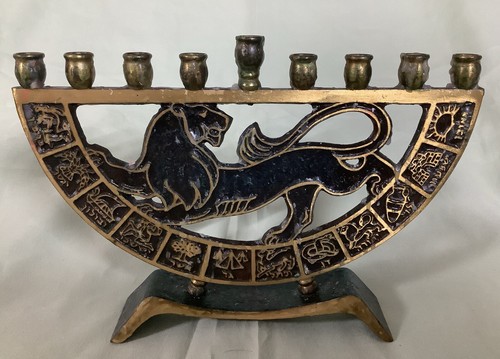 Vintage menorah black enamel - black,